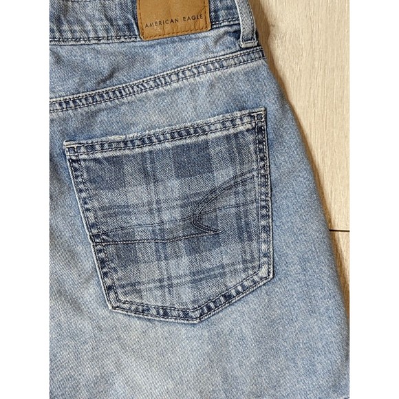 American Eagle Shorts Womens 00 Highest Rise Mom Short Denim Plaid Cross Angled - Picture 9 of 11